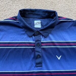 Callaway Opti-Dri Polo Shirt Mens XXL Blue Red Striped Gradient Preformance Golf